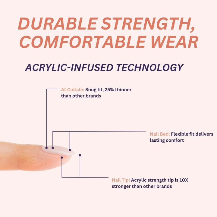 Sanfe Instant Stick On Nails - Pink French - 24  Pcs