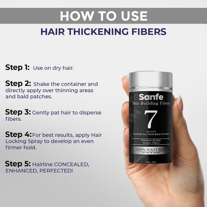 Sanfe Instant Bald Spot Covering Fibers 22gm - Black (M)