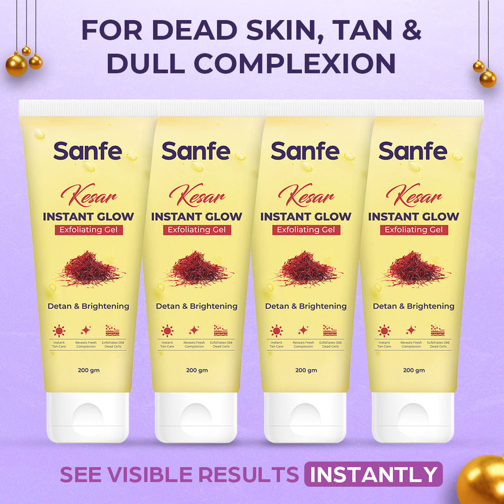Sanfe Kesar Instant Glow Exfoliating Gel - 200gm (Pack of 4)