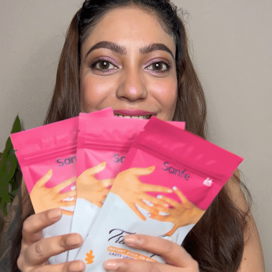 Sanfe Instant Stick On Nails - Pink French - 24  Pcs