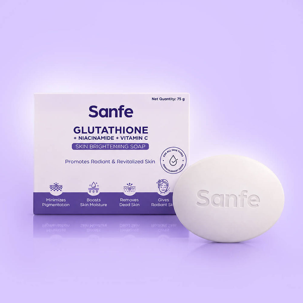 Sanfe Glutathione + Niacinamide + Vitamin C Brightening Soap 75gm Sanfe Glutathione + Niacinamide + Vitamin C Brightening Soap 75gm