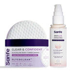 Sanfe Depigmentation & Skincare combo| GlycoGlow Body Toner Swipes & Spotlite Sensitive Areas Serum| Clears Out Skin & Fades Pigmentation