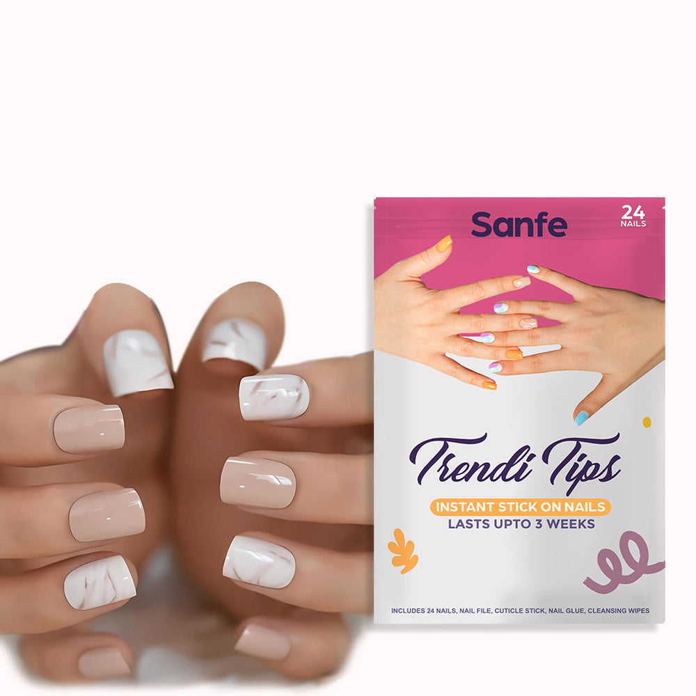 Sanfe Instant Stick On Nails - Cocoa Moca - 24 Pcs