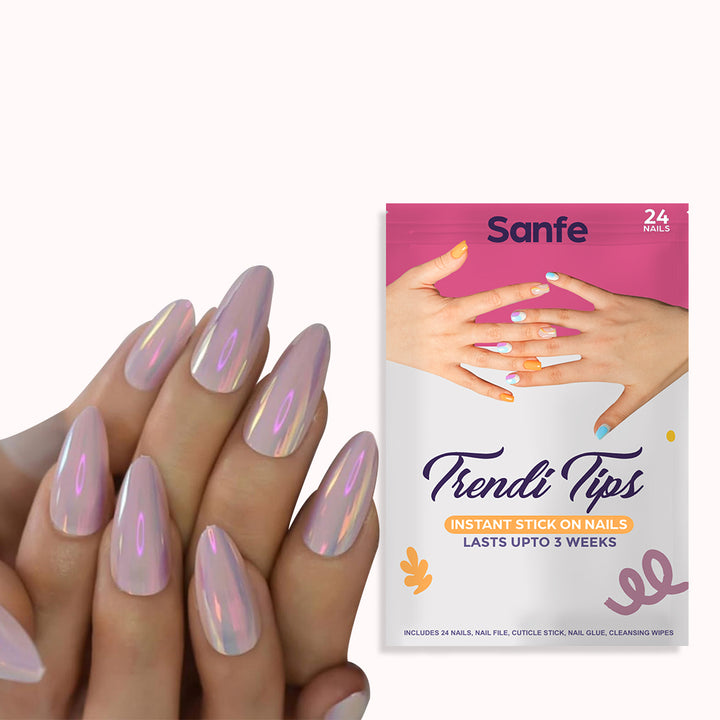 Sanfe Instant Stick On Nails - Violet Chrome- 24pcs