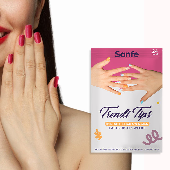 Sanfe Instant Stick On Nails - Heart -24Pcs