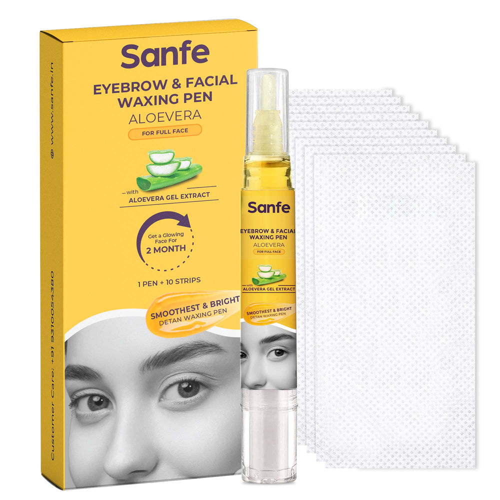 Sanfe Eyebrow & Facial Waxing Pen For Women 1 Pen + 10 Strips