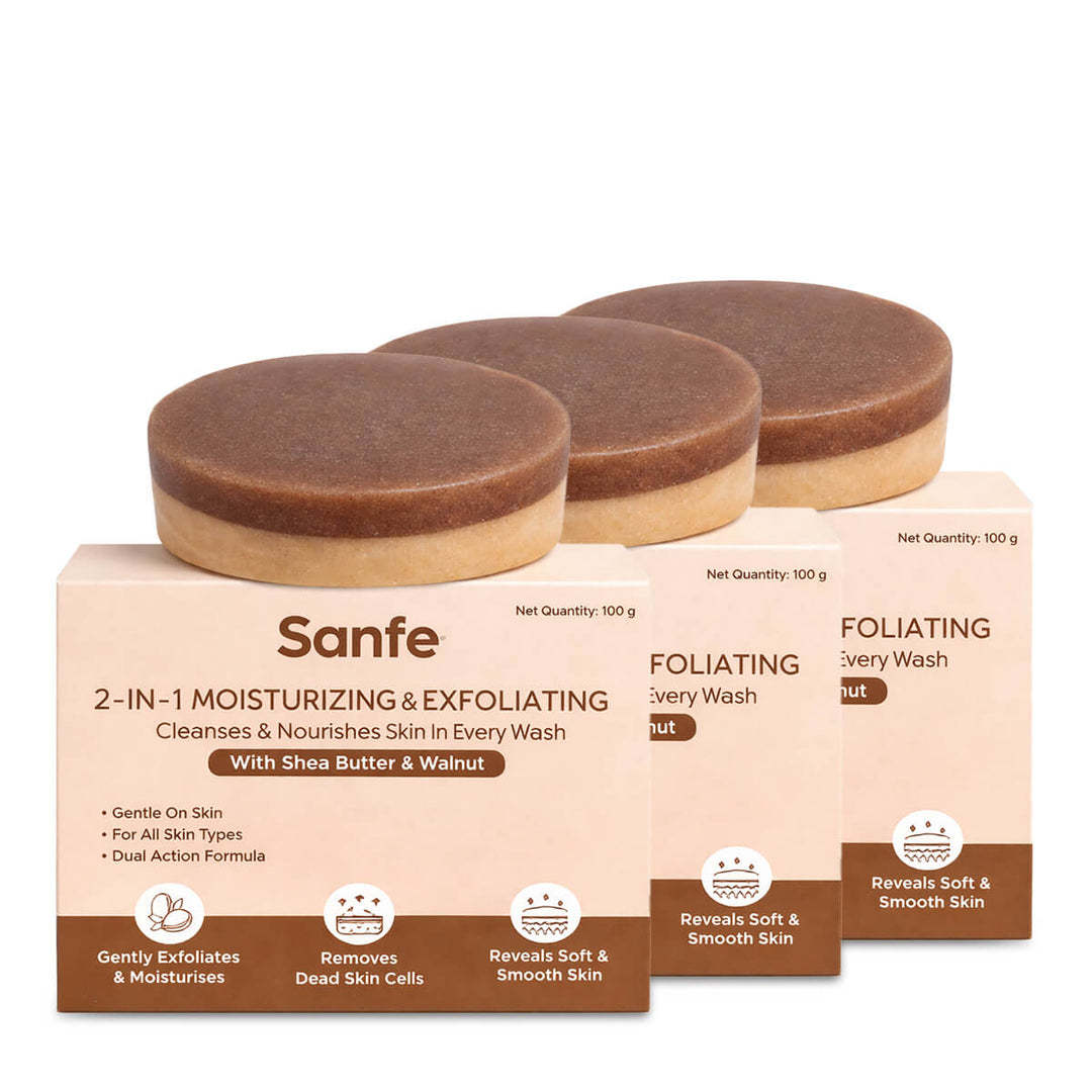 Sanfe 2-in-1 Moisturising & Exfoliating Soap (Pack of 3)