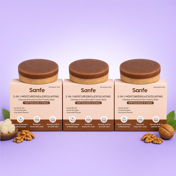 Sanfe 2-in-1 Moisturising & Exfoliating Soap (Pack of 3)