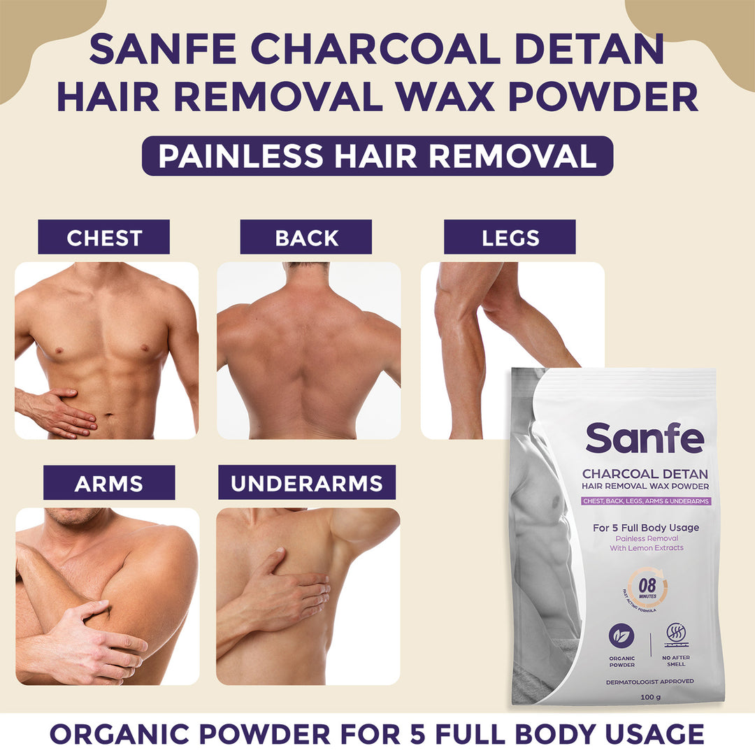 Sanfe Charcoal Detan Hair Removal Wax Powder