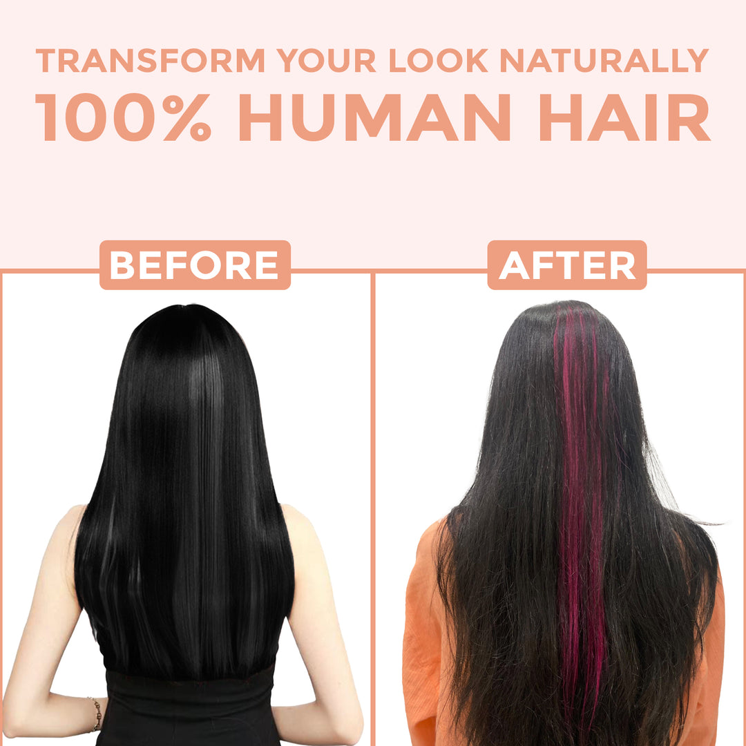 Sanfe Hair Extensions - 100% Human Hair | Washable - Magenta