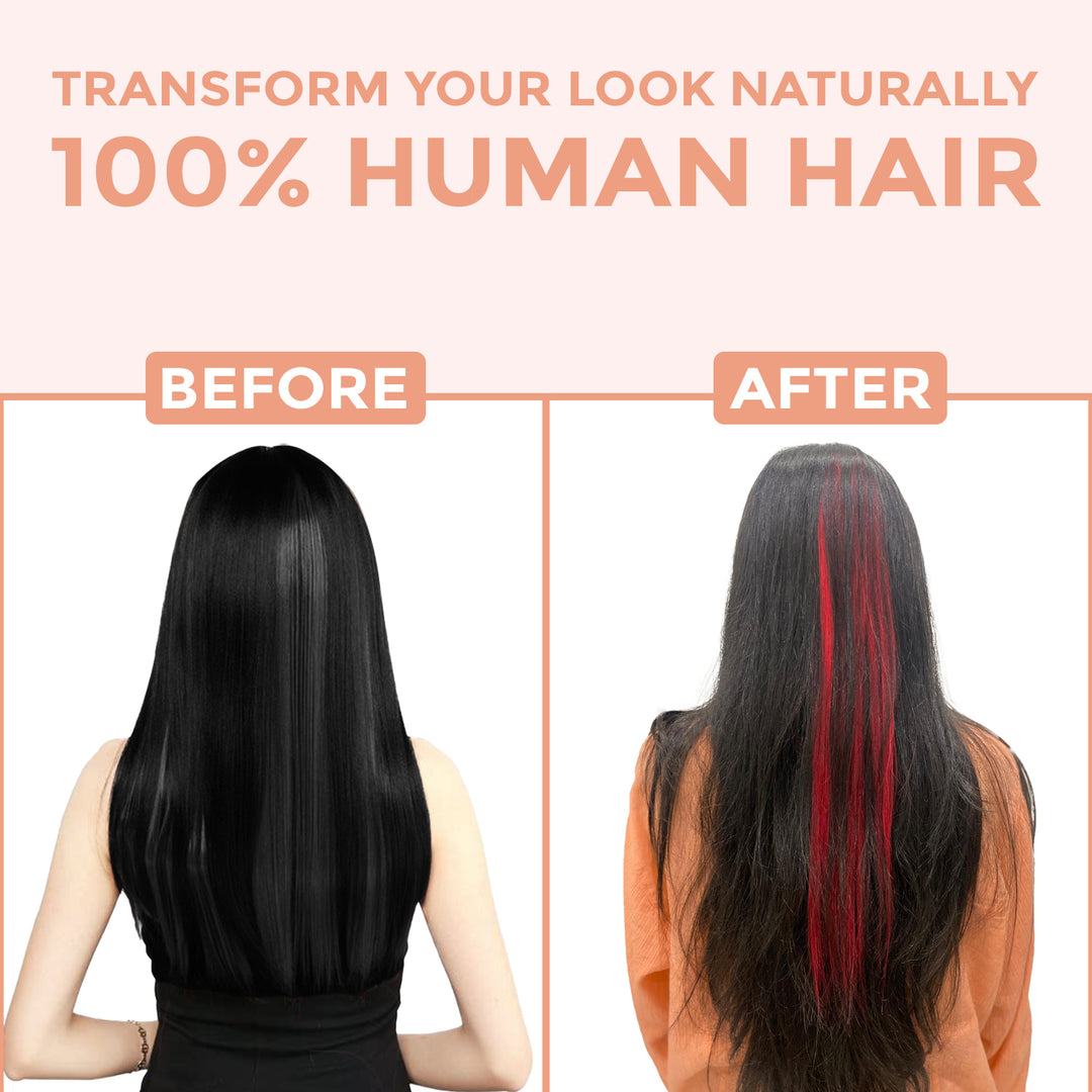 Sanfe Hair Extensions - 100% Human Hair | Washable - Red