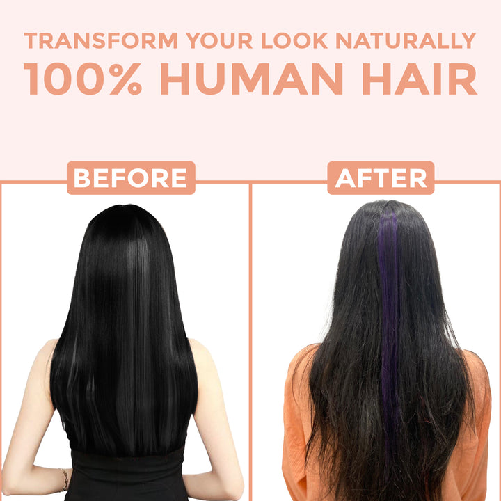 PurpleSanfe Hair Extensions - 100% Human Hair | Washable - Purple