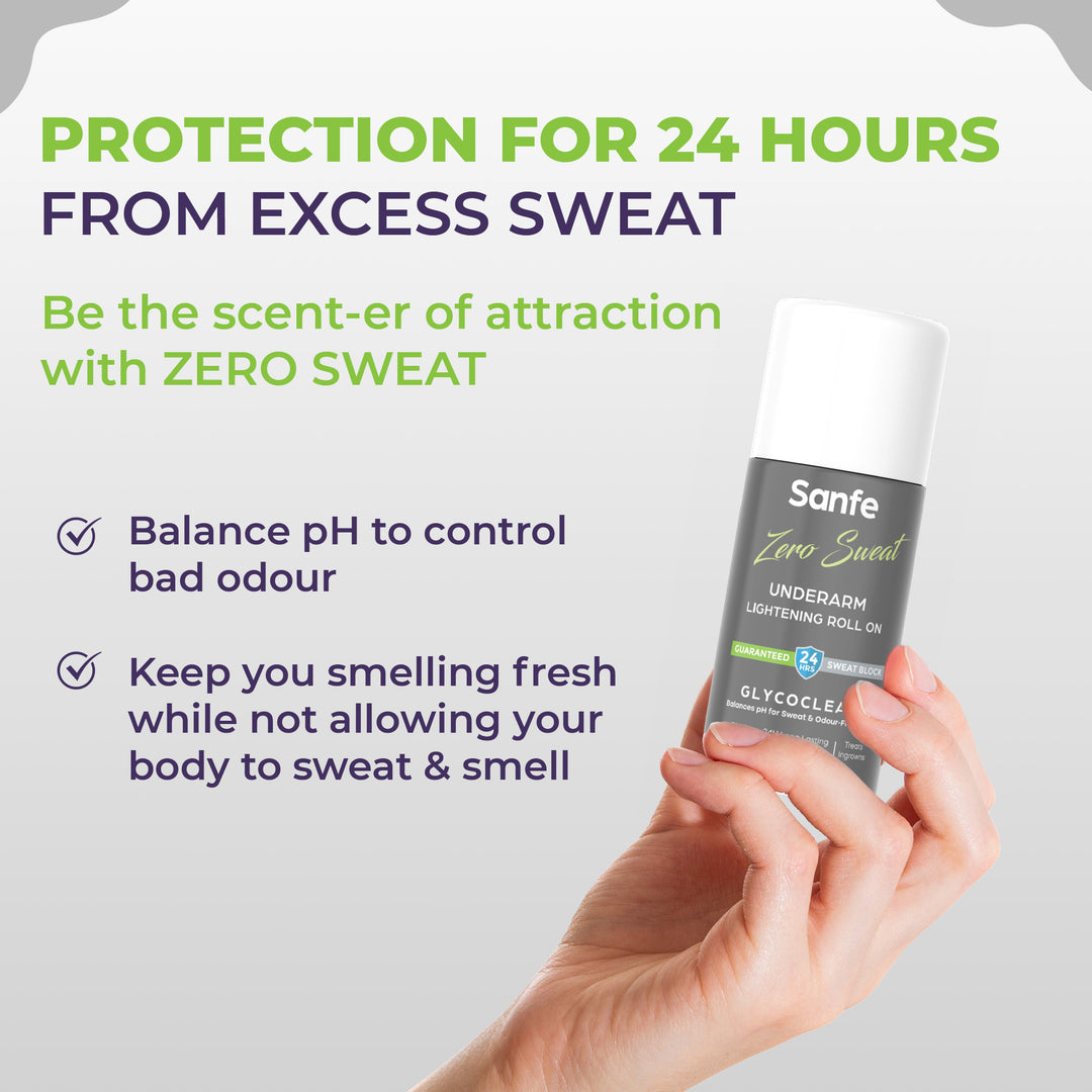 Sanfe Zero Sweat Underarm Lightening Roll On Lightens Men & Women, 50ml