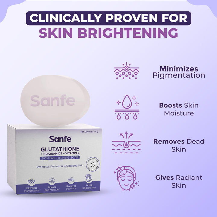 Sanfe Glutathione+Niacinamide+Vitamin C Brightening Soap  75gm