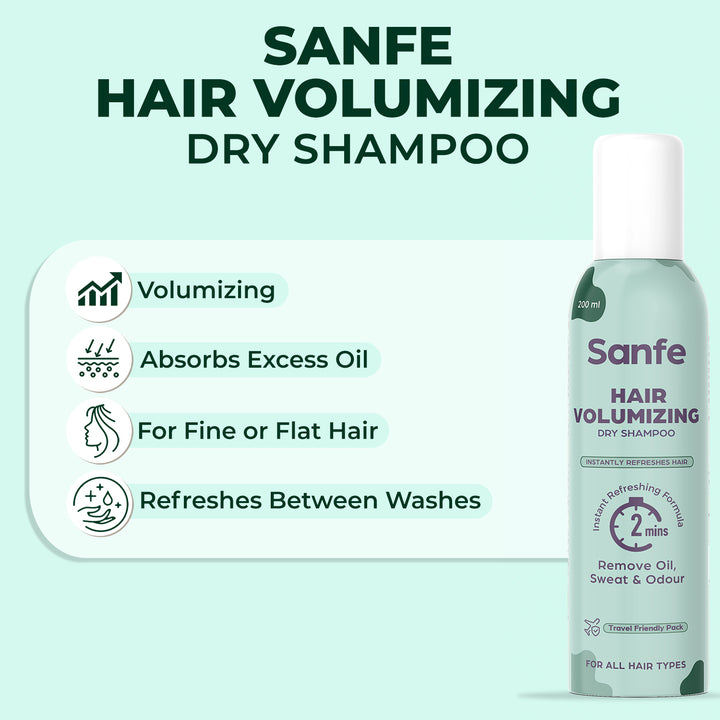 Sanfe Hair Volumizing Dry Shampoo  - 200ml, Instantly refreshes, add volume, Absorbs Oil and Dirt