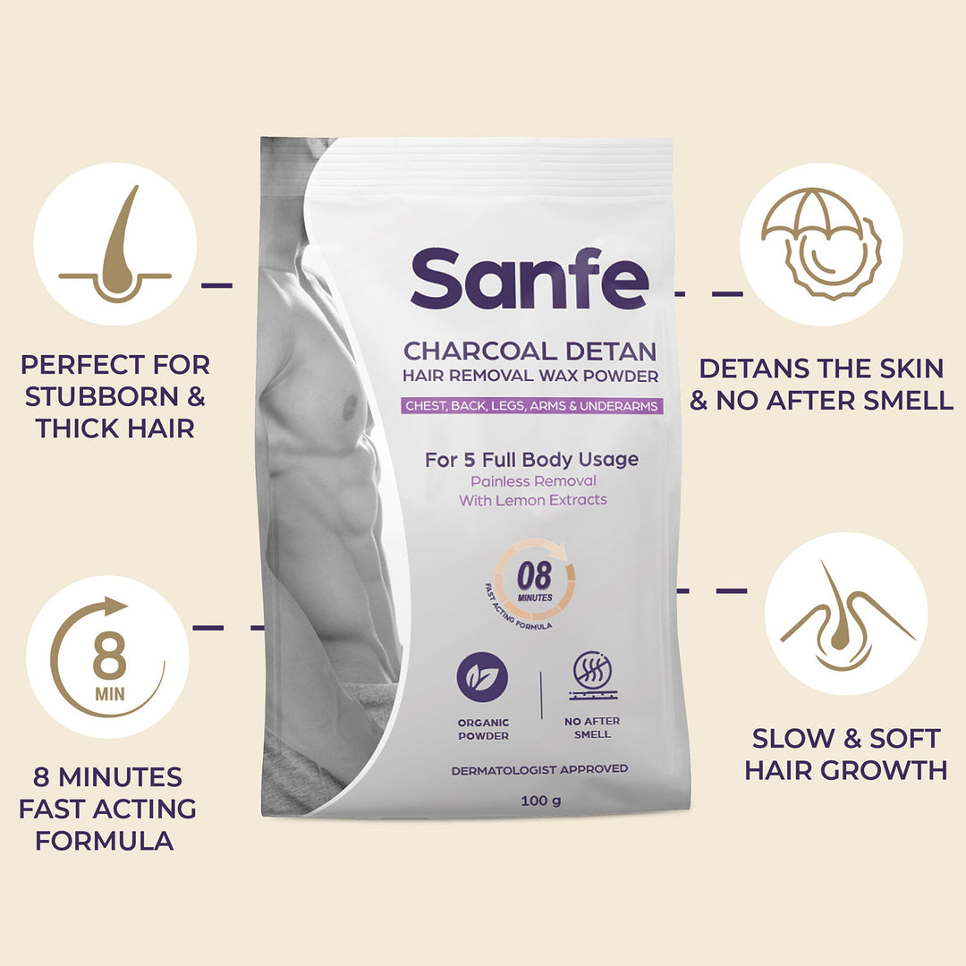 Sanfe Charcoal Detan Hair Removal Wax Powder