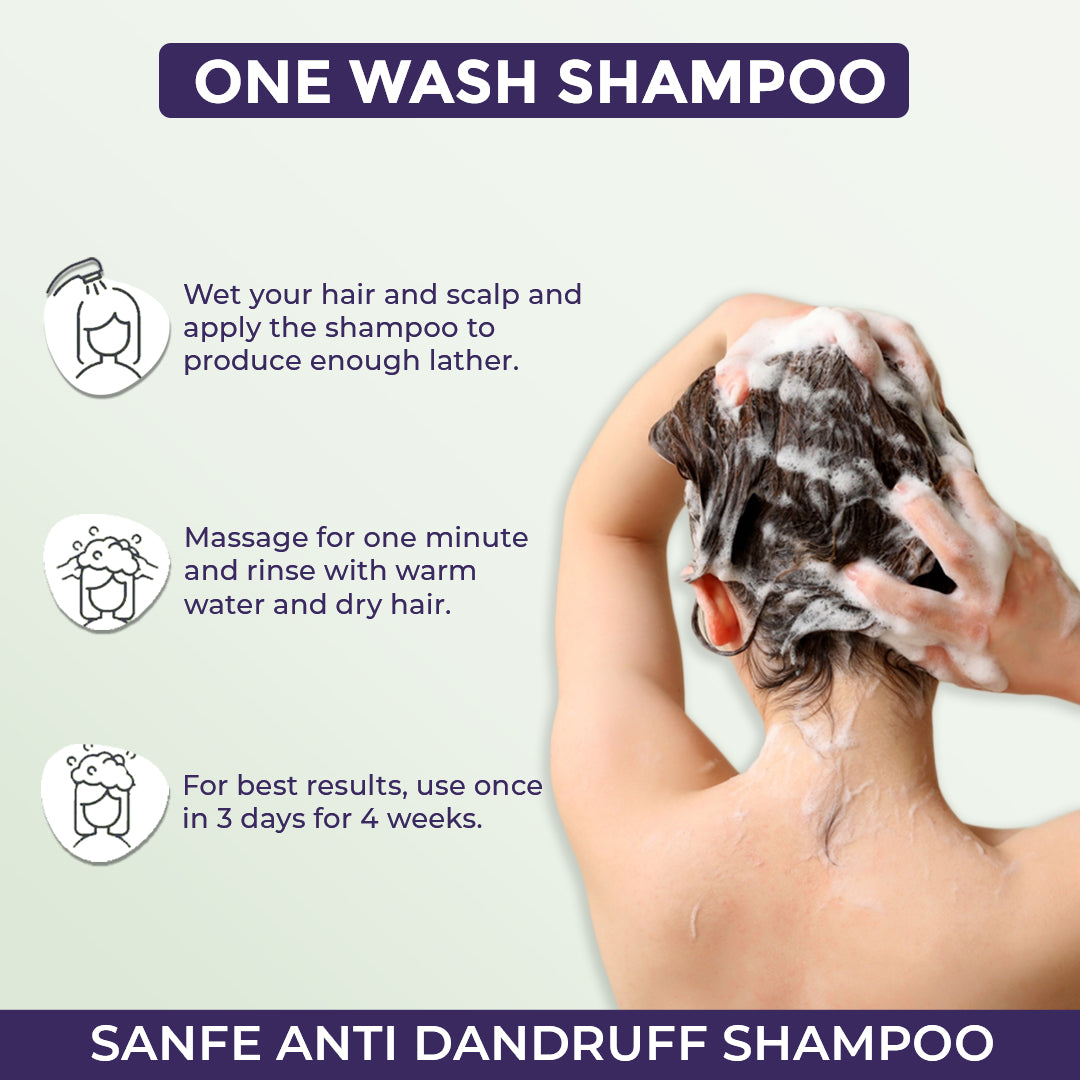 Sanfe Anti Dandruff One Wash Shampoo Removes Dandruff, Helps With Itching & Irritation 50ml