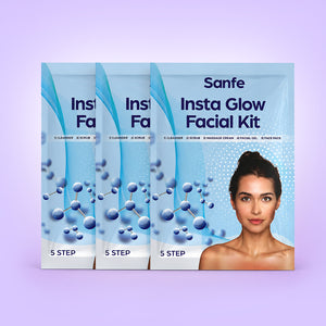 Sanfe Insta Facial Kit | 5-Step Facial Magic for Oily, Dull & Tanned Skin (Pack of 3)