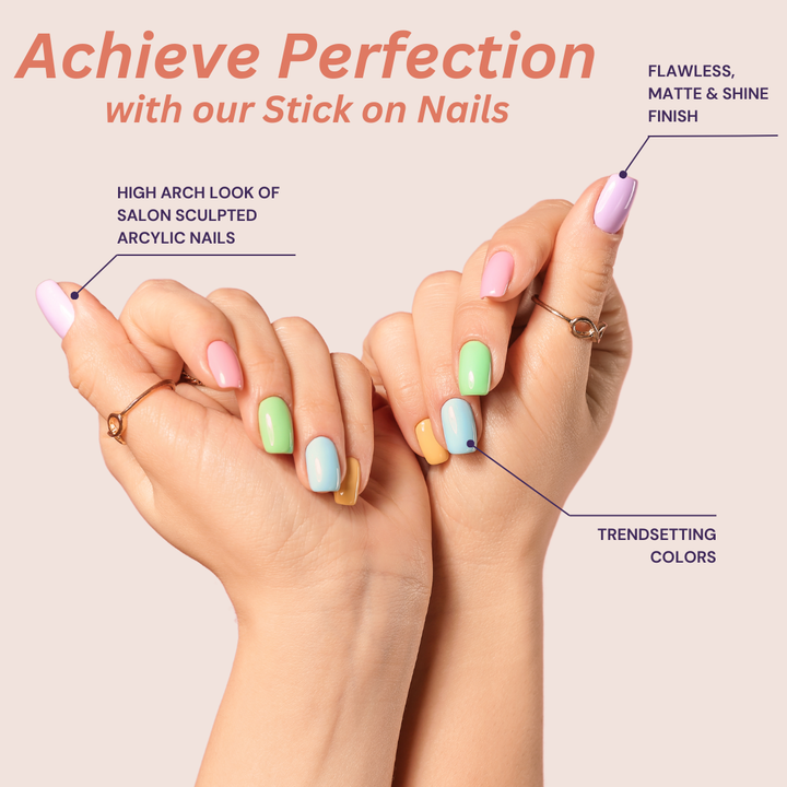 Sanfe Instant Stick On Nails - Solid Almond - 25 nails