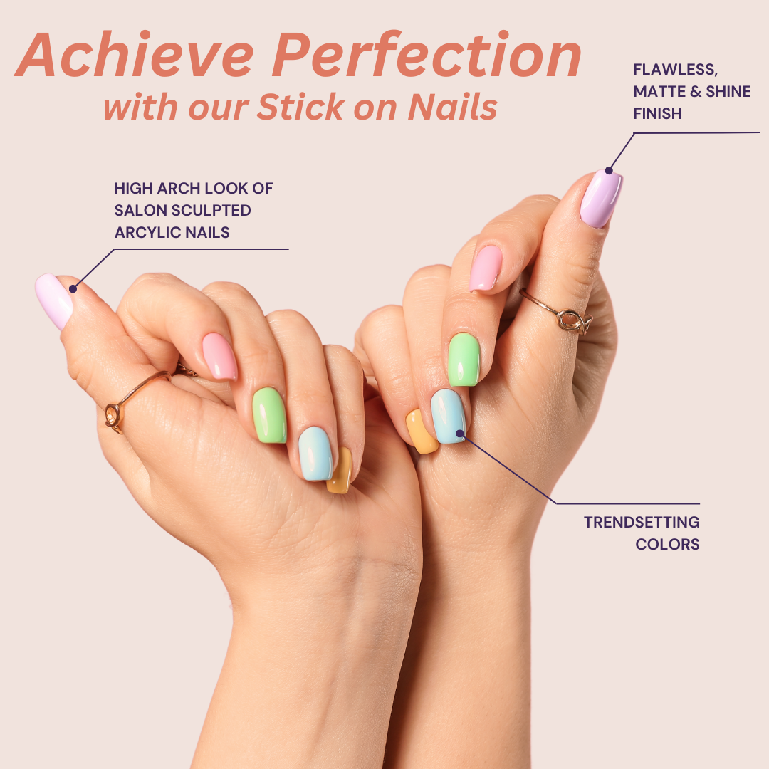 Sanfe Instant Stick On Nails - Holographic Almond - 29 nails