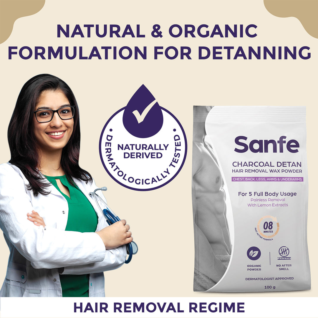 Sanfe Charcoal Detan Hair Removal Wax Powder