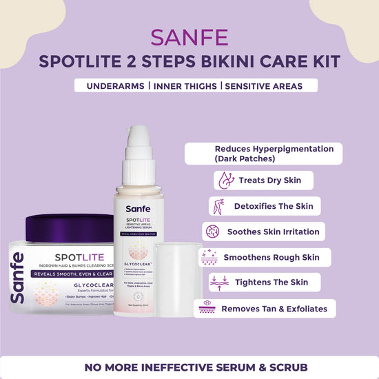 Sanfe Spotlite 2 Steps Bikini Care Kit | For Dark underarms, Bikini & Bum| Sanfe Sensitive Areas Spotlite Serum & Spotlite Scrub