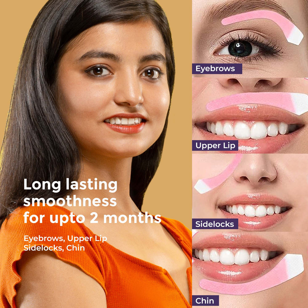 Sanfe Facial Wax Strips Sakura | Convenient, Precise, and Long-lasting Hair Removal for Delicate Face Skin | Enriched With Sakura Cold Gel