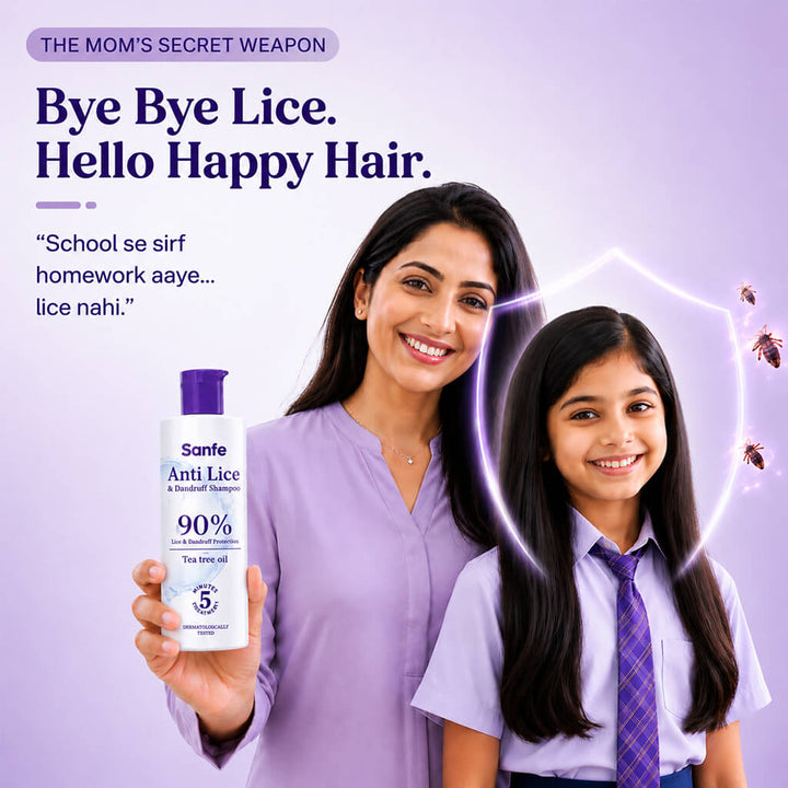 Sanfe Complete Lice & Dandruff Control Kit | Shampoo + 3-in-1 Hair Comb