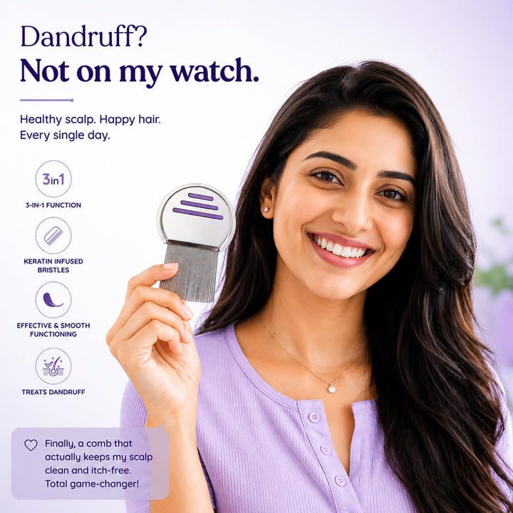 Sanfe Complete Lice & Dandruff Control Kit | Shampoo + 3-in-1 Hair Comb