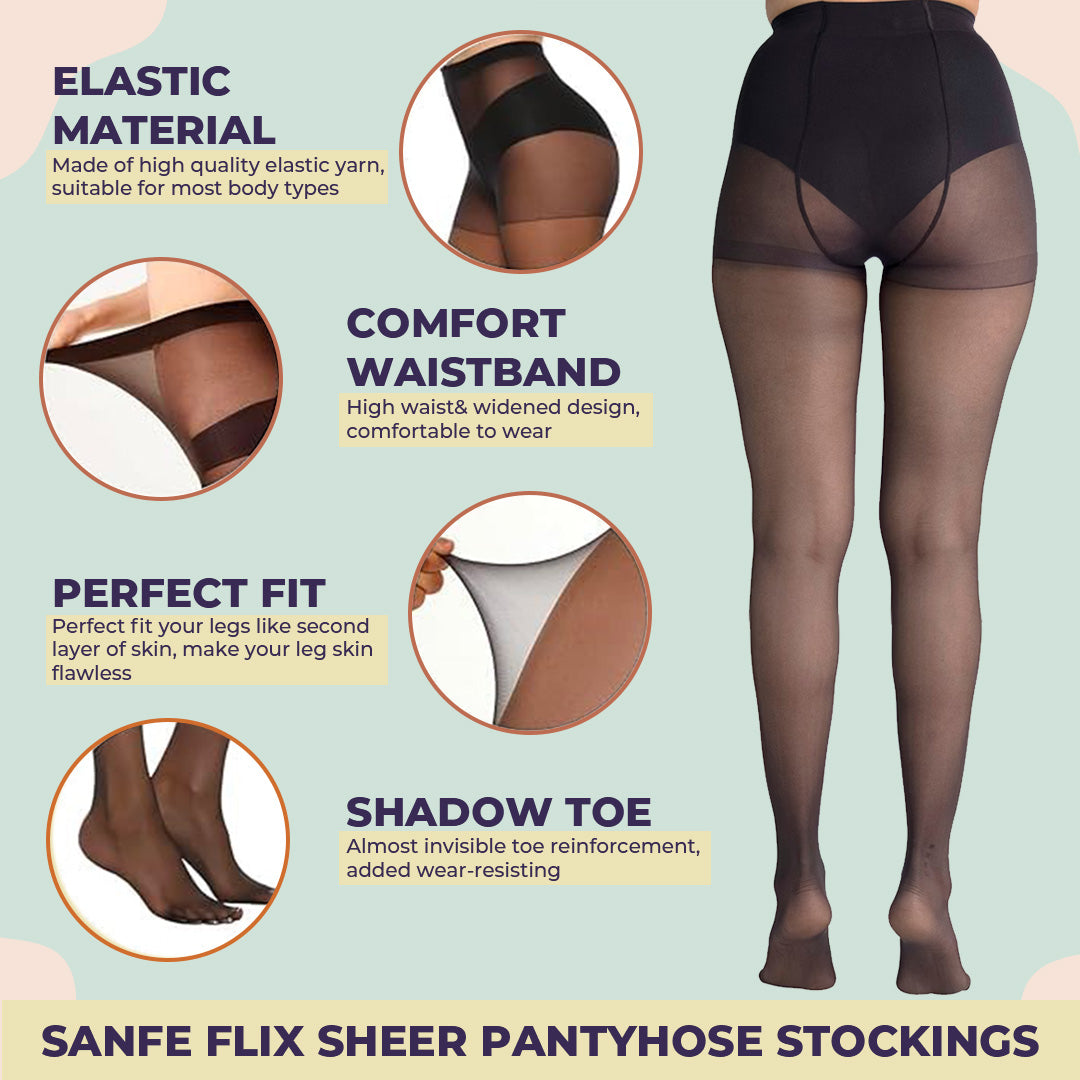 Sanfe Flix Sheer Pantyhose Stockings (Pack of 3)