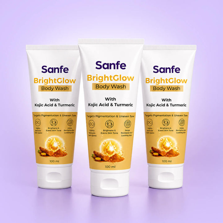 Sanfe Bright glow body wash with Kojic acid & Turmeric (Pack of 3)