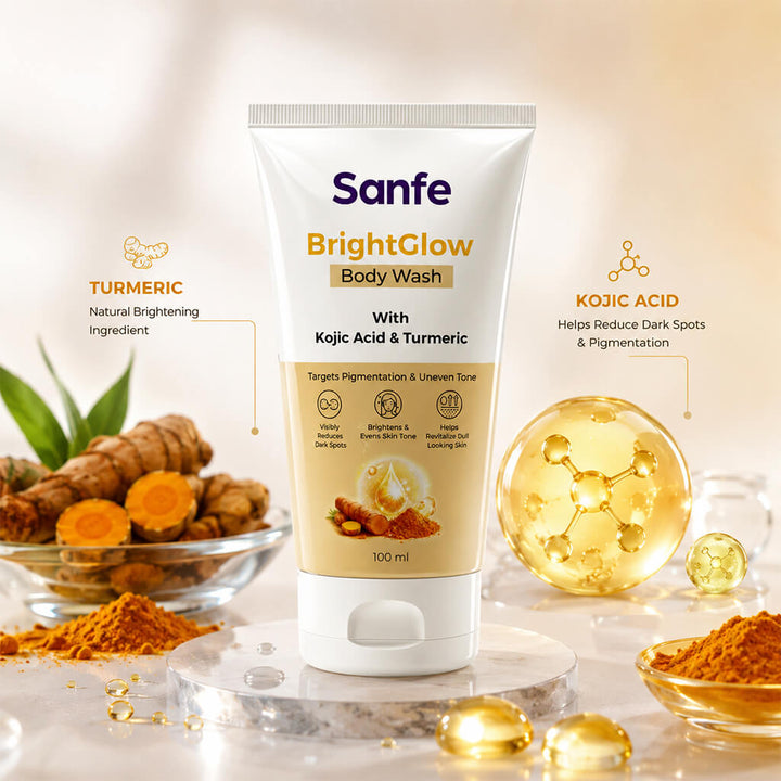 Sanfe Bright glow body wash with Kojic acid & Turmeric (Pack of 6)