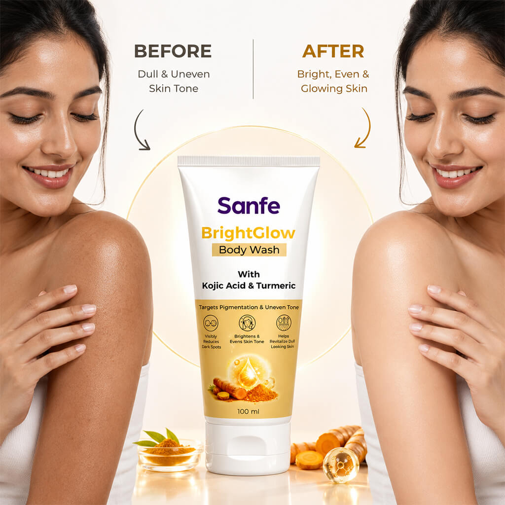Sanfe Bright glow body wash with Kojic acid & Turmeric (Pack of 6)