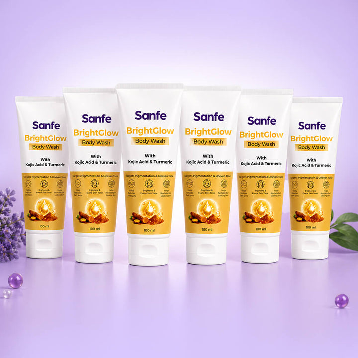 Sanfe Bright glow body wash with Kojic acid & Turmeric (Pack of 6)