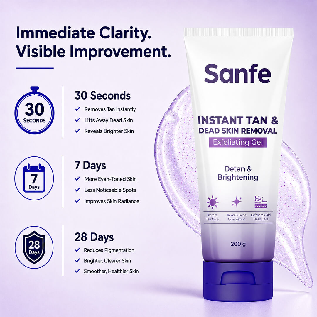 Sanfe Instant Tan & Dead Skin Removal Exfoliating Gel 200g (Pack of 3)