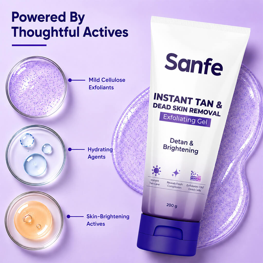Sanfe Instant Tan & Dead Skin Removal Exfoliating Gel 200g (Pack of 3)