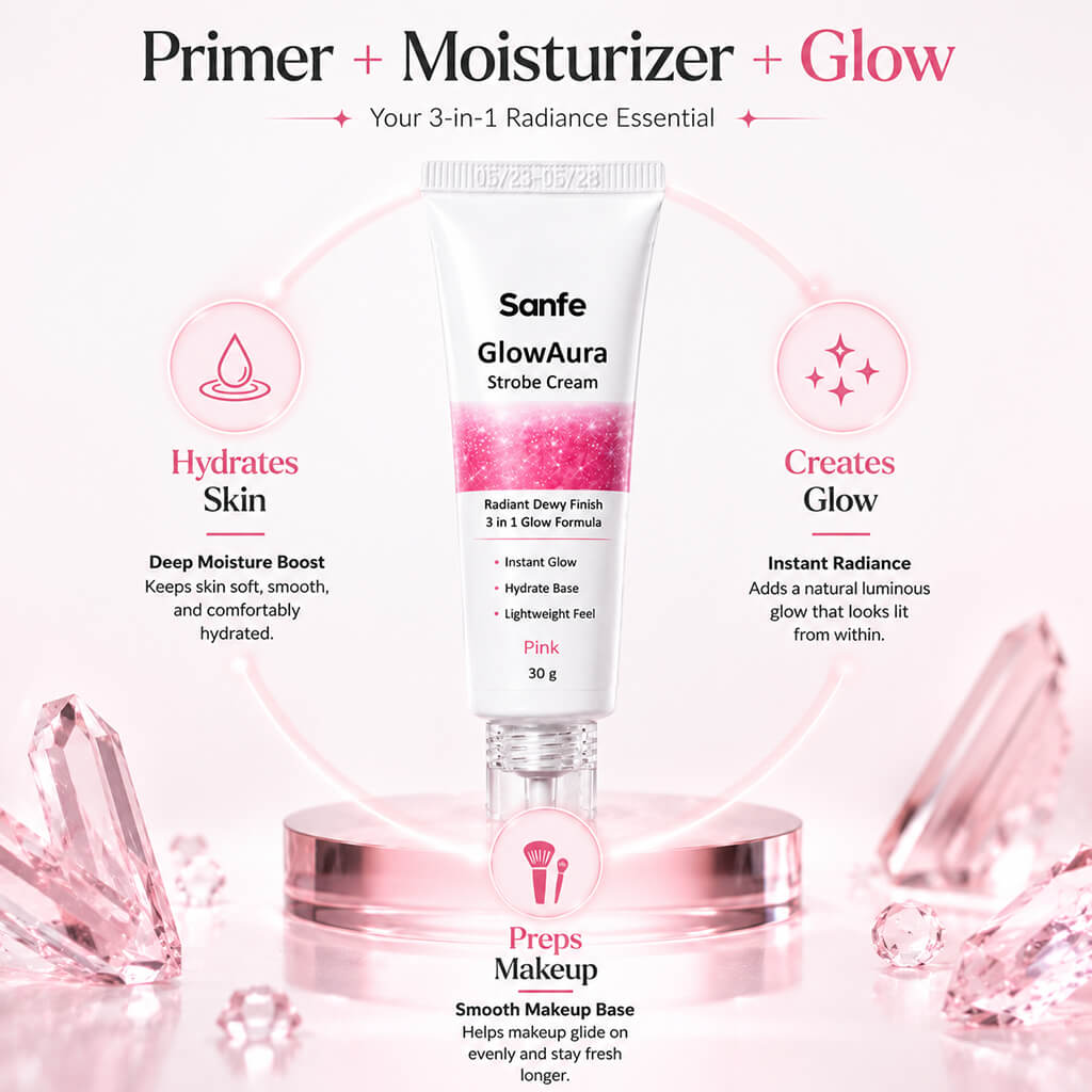 Sanfe GlowAura Strobe Cream (Pink) 30gm
