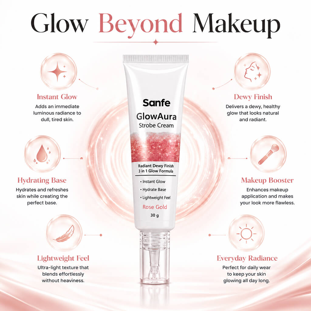 Sanfe GlowAura Strobe Cream (Rose Gold) 30gm