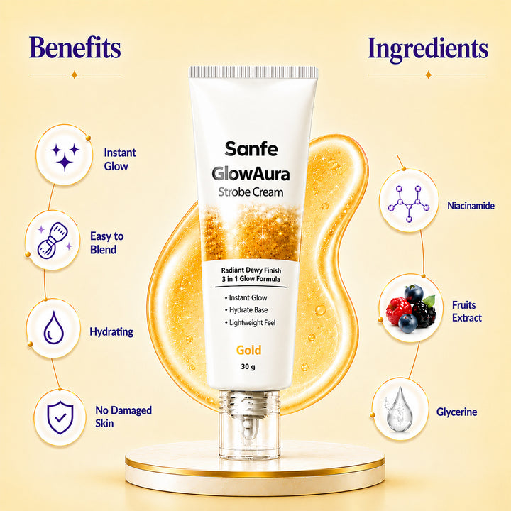 Sanfe GlowAura Strobe Cream (Gold) 30gm