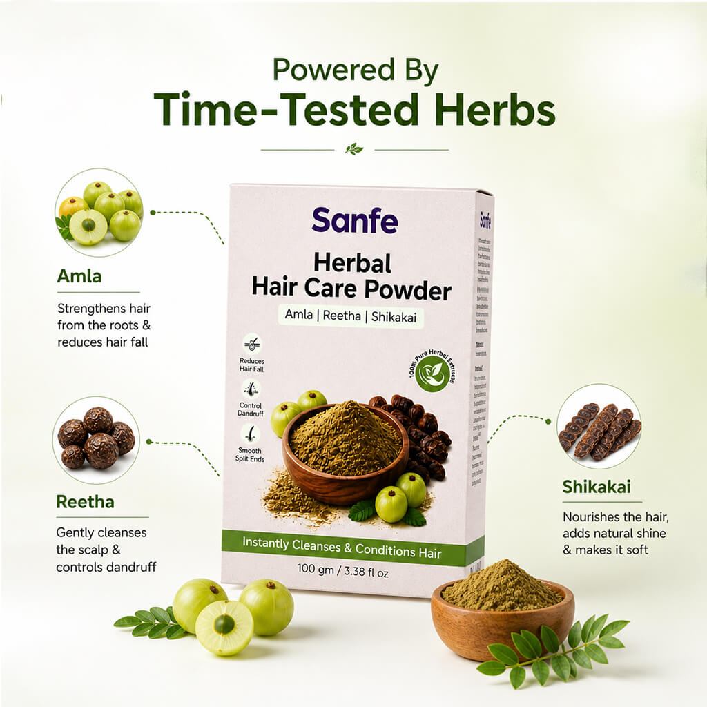 Sanfe Herbal Hair care powder - Amla Reetha Shikhakai