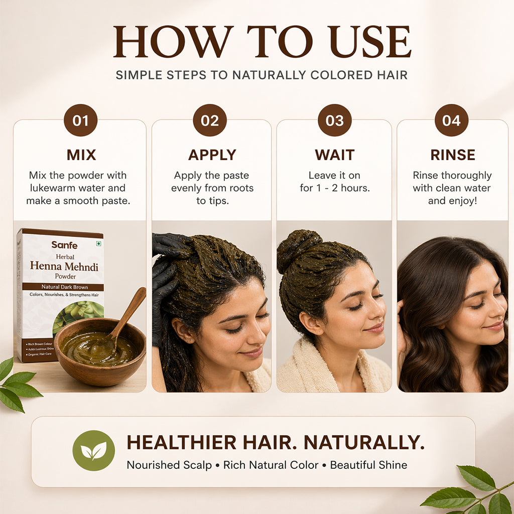 Sanfe Herbal Indigo & Henna Hair Colour Powder Combo – Natural Black/Brown Hair Colour
