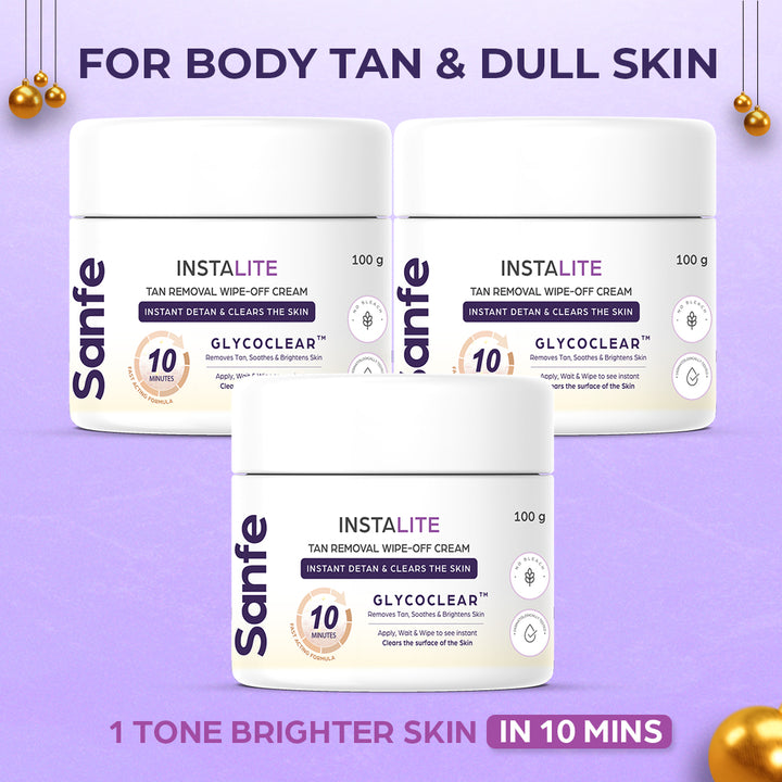 Instalite Wipe Off Detan Body Cream 100gm (Pack of 3)
