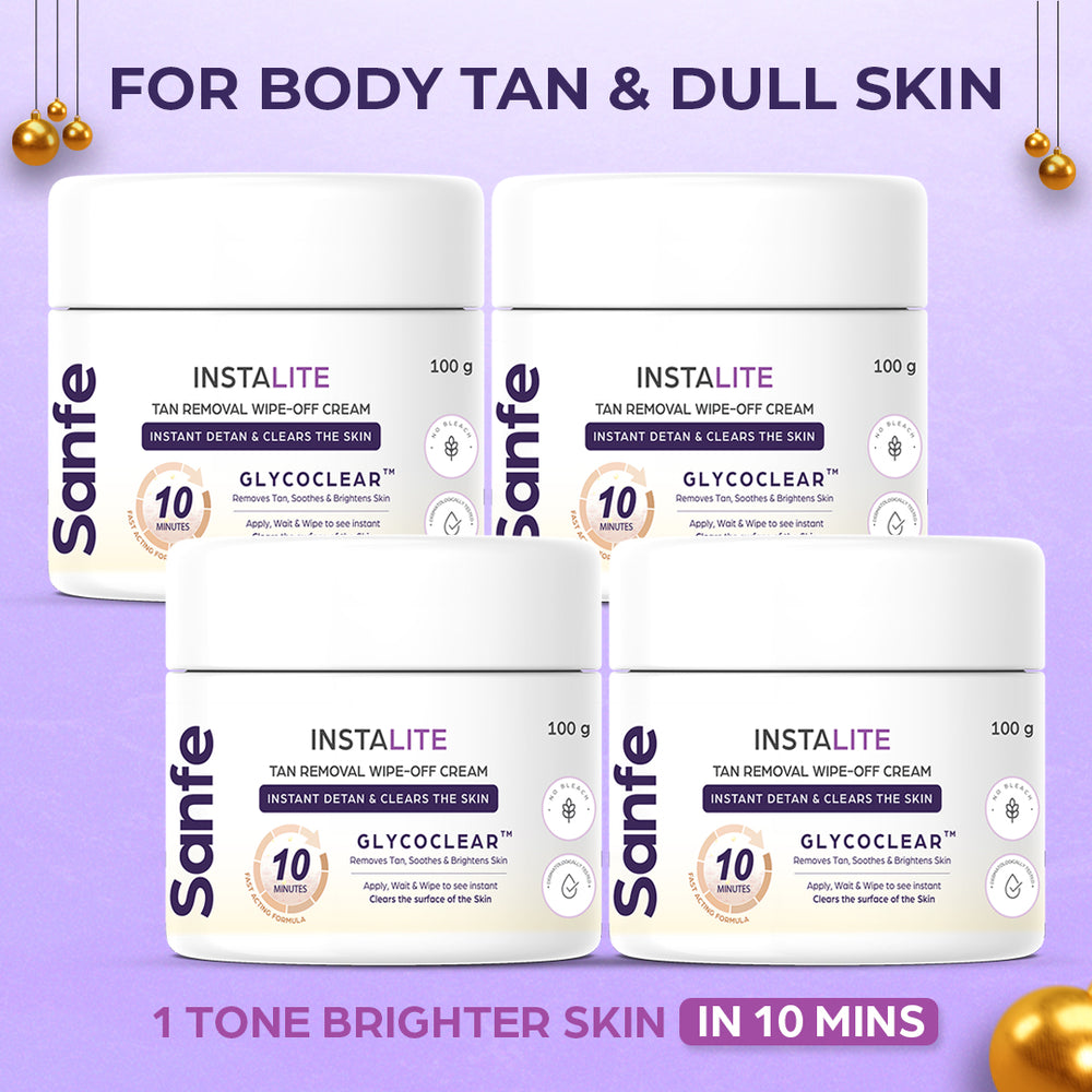Instalite Wipe Off Detan Body Cream 100gm (Pack of 4)