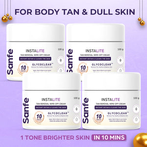 Instalite Wipe Off Detan Body Cream 100gm (Pack of 4)