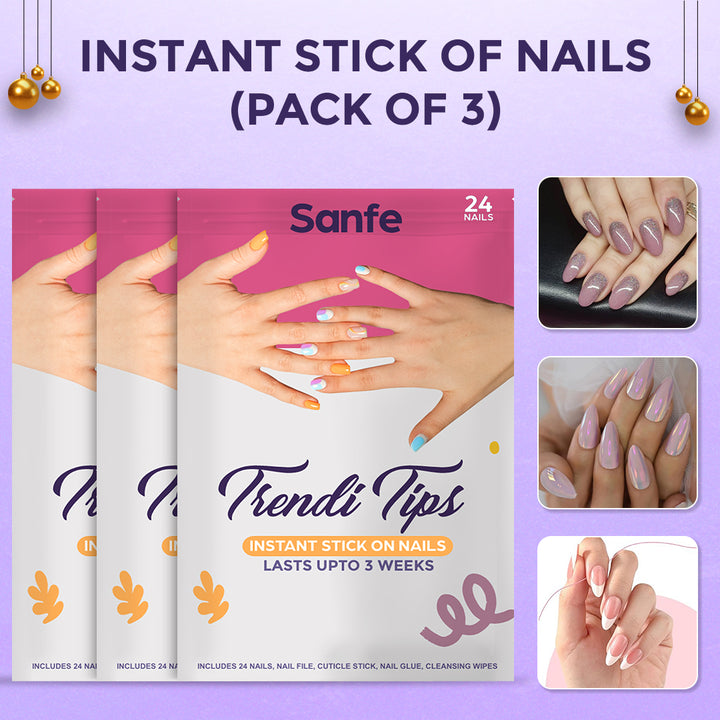 Sanfe Instant Stick On Nails - Pack of 3