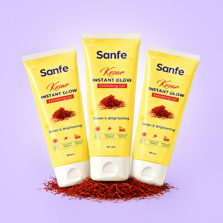Sanfe Kesar Instant Glow Exfoliating Gel - 100g (Pack of 3)
