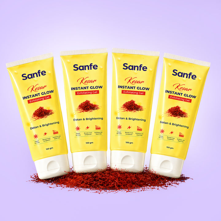 Sanfe Kesar Instant Glow Exfoliating Gel - 100g (Pack of 4)