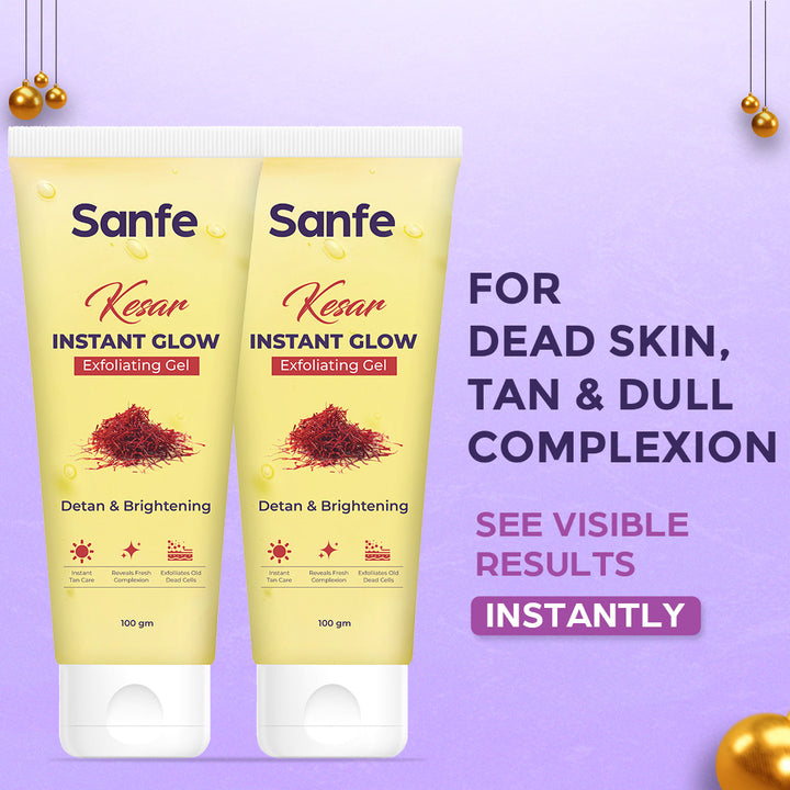 Sanfe Kesar Instant Glow Exfoliating Gel - 100g (Pack of 2)