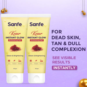 Sanfe Kesar Instant Glow Exfoliating Gel - 100g (Pack of 2)