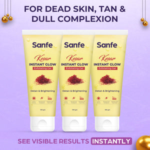 Sanfe Kesar Instant Glow Exfoliating Gel - 100g (Pack of 3)